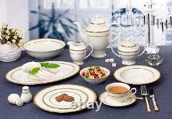 Stylish Elegant Bone China Dinnerware Set Service for 8 People Sonia, 57 Piece