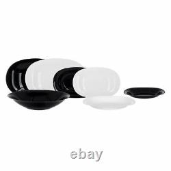 Stylish Round Classic Kitchen Dinnerware 19-pc Table Set, Carine Black and White