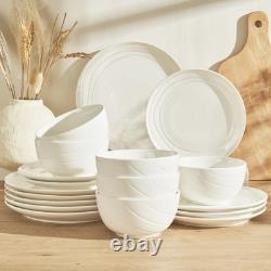 Sweese Porcelain Dinnerware Sets for 6, 18 Pieces Ceramic Plates and Bowls Se