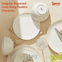 Sweese Porcelain Dinnerware Sets for 6, 18 Pieces Ceramic Plates and Bowls Se
