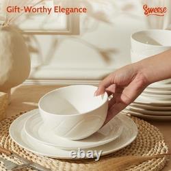 Sweese Porcelain Dinnerware Sets for 6, 18 Pieces Ceramic Plates and Bowls Se