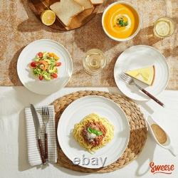 Sweese Porcelain Dinnerware Sets for 6, 18 Pieces Ceramic Plates and Bowls Se
