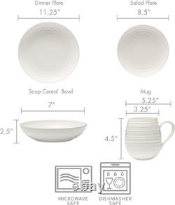 Swirl Coupe 16 Piece Dinnerware Set, Service for 4, White