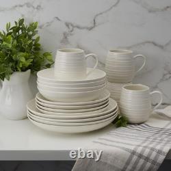 Swirl Coupe 16 Piece Dinnerware Set, Service for 4, White
