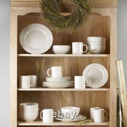 Sylvia 32-Piece White Dinnerware Set, Service for 8, Durable Stoneware Plates