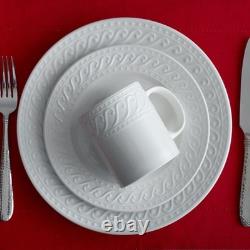 Sylvia 32-Piece White Dinnerware Set, Service for 8, Durable Stoneware Plates