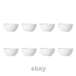 Sylvia 32-Piece White Dinnerware Set, Service for 8, Durable Stoneware Plates