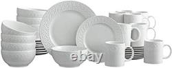 Sylvia Dinnerware Set 32-Piece Service for 8 White Porcelain Dinner Plates