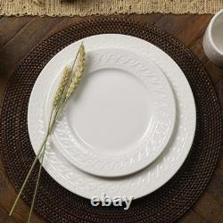 Sylvia Dinnerware Set 32-Piece Service for 8 White Porcelain Dinner Plates