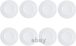 Sylvia Dinnerware Set 32-Piece Service for 8 White Porcelain Dinner Plates