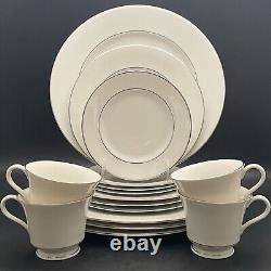 Syracuse China Yorktown Platinum Trim 16pc Dinnerware for 4 1966-70 Made in USA