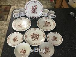 TOTALLY TODAY Vintage Western Cowboy Horse Dinnerware 16 Pieces Service 4- NOS