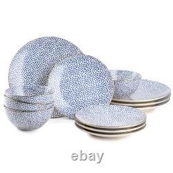 & Table Dot 12-Piece Ceramic Dinnerware Set Blue & Table Dot 12-Piece Ceramic Dinnerware Set Blue