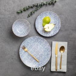 & Table Dot 12-Piece Ceramic Dinnerware Set Blue