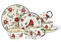 Temp-tations by Tara Essential 12 pc plate Dinnerware Set Poinsettia & Cardinal