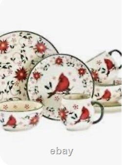 Temp-tations by Tara Essential 12 pc plate Dinnerware Set Poinsettia & Cardinal