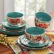 The Pioneer Woman Vintage Floral 12-Piece Dinnerware Set, Teal. Open Box