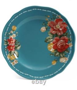 The Pioneer Woman Vintage Floral 12-Piece Dinnerware Set, Teal. Open Box