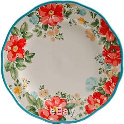 The Pioneer Woman Vintage Floral 12-Piece Dinnerware Set Teal White Kitchen Dish