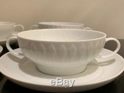 Thomas Germany China Lanzette Pattern Cream Soup Bowls and Plates Set of 4