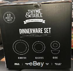 Thyme And Table Black White Dotted 12 Piece Dinnerware Set Dishset