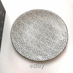 Thyme And Table White Black Spotted Dot Pattern Stoneware Dinnerware Set 12 Pcs