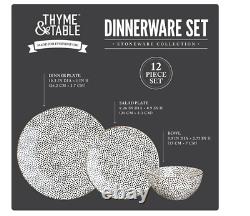 Thyme & Table Dinnerware Black & White Dot Stoneware, 12 Piece Set