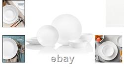Timeless 18-Piece Lightweight Dinnerware Set in Winter Frost White Safe & Chic