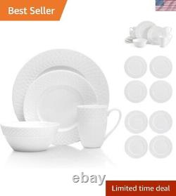 Timeless Trellis White Dinnerware Set for 4 Dishwasher & Microwave Safe