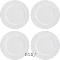 Timeless Trellis White Dinnerware Set for 4 Dishwasher & Microwave Safe