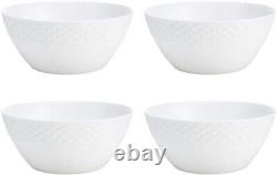 Timeless Trellis White Dinnerware Set for 4 Dishwasher & Microwave Safe