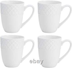 Timeless Trellis White Dinnerware Set for 4 Dishwasher & Microwave Safe