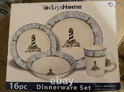 Today's Home 16 Pc Lighthouse Dinnerware Dish Set matches totally today NIOB