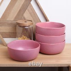 Tom Stoneware Reactive Glaze Dinnerware Set, 16-Piece Service for 4, Pink and Wh