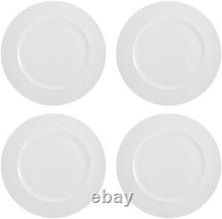 Trellis 16-Piece Bone China Dinnerware Set, White, Includes Dinner Plates, Salad