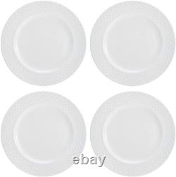 Trellis 16-Piece Bone China Dinnerware Set, White, Includes Dinner Plates, Salad