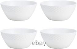 Trellis 16-Piece Bone China Dinnerware Set, White, Includes Dinner Plates, Salad
