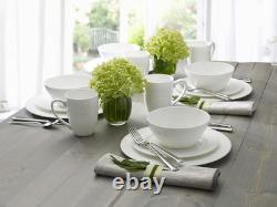 Trellis 16-Piece Bone China Dinnerware Set, White, Includes Dinner Plates, Salad