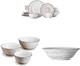 Trellis 16-Piece Dinnerware Set, Service for 4, Distressed White, Set of 3 Servi