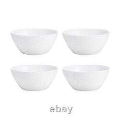 Trellis 16 Piece Dinnerware Set, Service for 4, White