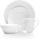 Trellis Bone China 16 Piece Dinnerware Set, Service for 4, White