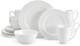 Trellis Bone China 16 Piece Dinnerware Set, Service for 4, White