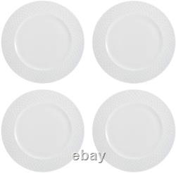 Trellis Bone China 16 Piece Dinnerware Set, Service for 4, White