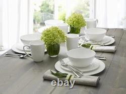 Trellis Bone China 16 Piece Dinnerware Set, Service for 4, White