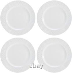 Trellis Bone China 16 Piece Dinnerware Set, Service for 4, White