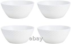 Trellis Bone China 16 Piece Dinnerware Set, Service for 4, White