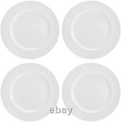 Trellis Bone China 16 Piece Dinnerware Set, Service for 4, White