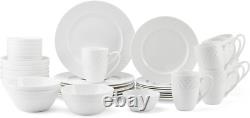 Trellis Bone China Lightweight Chip Resistant 40 Piece Dinnerware Set, Service f