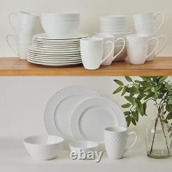 Trellis Bone China Lightweight Chip Resistant 40 Piece Dinnerware Set, Service f