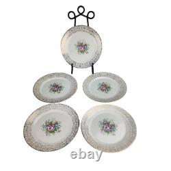 Triumph Limoges Rosalie Stamped 22k Gold Trim Plates Set, 48 Pieces, Fine China